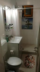 a small bathroom with a toilet and a sink at ally apartament in Constanţa