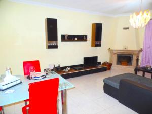 a living room with a couch and a fireplace at Pátio das Cavadas Apartment in Rio Tinto