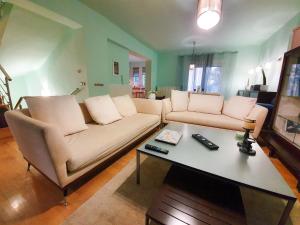een woonkamer met een bank en een salontafel bij 130m2 2Floor Luxury Villa Full House Full Comforts in Komotini
