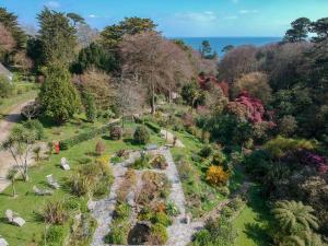 an aerial view of a garden with flowers at Hotel Meudon in Falmouth