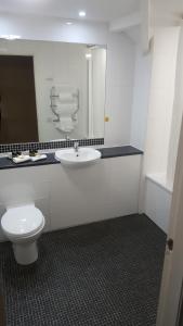 a bathroom with a white toilet and a sink at Keswick Country House Hotel in Keswick