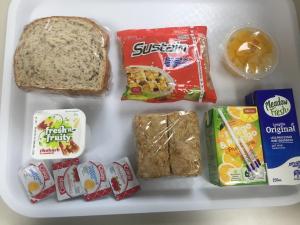 pudełko na lunch z kanapką i innymi produktami spożywczymi w obiekcie Three Palms Lodge w Auckland