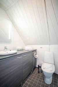 a bathroom with a toilet and a sink at Northern Lights Village Saariselkä in Saariselka