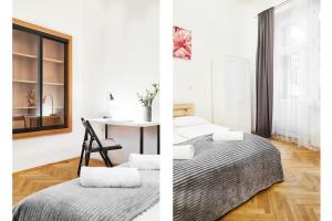 Ένα ή περισσότερα κρεβάτια σε δωμάτιο στο Huge apartments Smoleńsk street