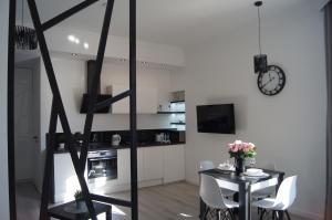 Kuchyňa alebo kuchynka v ubytovaní Black & White Apartament