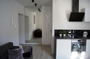 Kuchyňa alebo kuchynka v ubytovaní Black & White Apartament