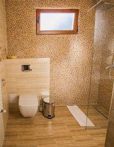 uma casa de banho com um WC e um chuveiro em Villa Boutique ARNICA em Brasov