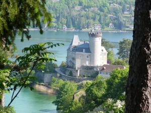 杜约特Logement atypique avec vue unique panoramique sur le lac d’Annecy, dans une résidence avec plage et ponton privée sur la commune de Duingt (Rive gauche du lac).的相册照片