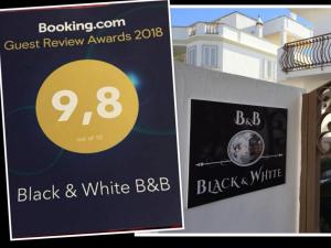 a sign for a black and white bbb event at b&b black-and-white in Gallipoli