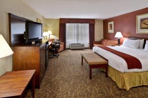 a hotel room with a large bed and a flat screen tv at Holiday Inn Express Breaux Bridge by IHG in Henderson