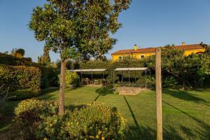 a garden with a tree and a house in the background at Wine Resort Ledà d'Ittiri in Alghero