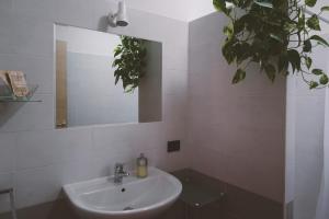 a bathroom with a sink and a mirror at B&B Gli Olmi in Creazzo