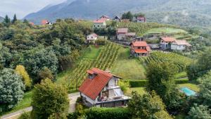 an aerial view of a house on a hill at Eva's house in Ivanec