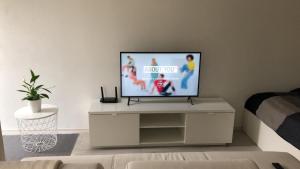 Televízia a/alebo spoločenská miestnosť v ubytovaní Modern Studio in Prague 7