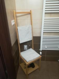 einen Handtuchhalter im Bad mit WC in der Unterkunft Modern Studio in Prague 7 in Prag