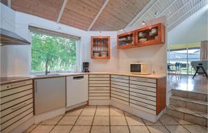 una cucina con lavandino e forno a microonde di 3 Bedroom Pet Friendly Home In Ebeltoft a Ebeltoft