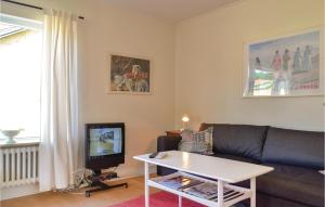 a living room with a couch and a tv at Beautiful Home In Nrre Nebel With Wifi in Nymindegab