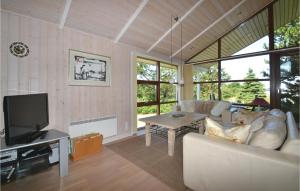 a living room with a couch and a tv at Amazing Home In Fan With Kitchen in Fanø