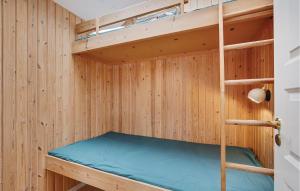 オテルプにあるBeautiful Home In Otterup With 2 Bedrooms And Wifiのサウナ(青いマットレス付)の木製二段ベッド1台
