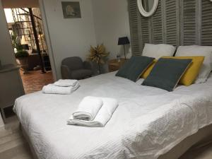 Tempat tidur dalam kamar di Loft avec spa Lourmarin