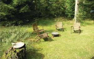 a group of chairs and a fire pit in the grass at Beautiful Home In Frederiksvrk With 2 Bedrooms in Liseleje
