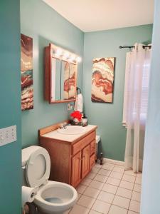 uma casa de banho com um WC e um lavatório em Fearlessrose vacation Rental em Springfield