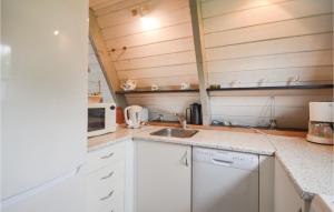 kuchnia ze zlewem i mikrofalówką w obiekcie 3 Bedroom Lovely Home In Knebel w mieście Knebel +18 zdjęć