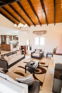 sala de estar con sofás y mesa en Villa Costa en Sfakerá