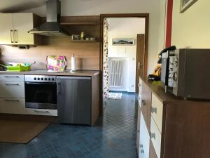 eine Küche mit Spüle und Herd in der Unterkunft Moselnest in Cochem