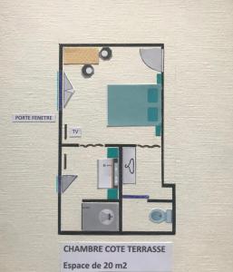 un dibujo de un plano del piso de una habitación en Escale en Correze, en Sadroc