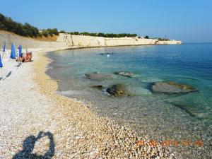 a group of people standing on a rocky beach at CASA VACANZE OCCHI BLU (BEB) in Molfetta
