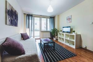 sala de estar con sofá y TV en Apartament Niecała Prince Deluxe, en Lublin