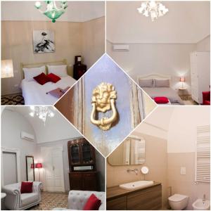 a collage of four pictures of a hotel room at A&G House in Ceglie Messapica