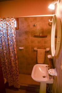 a bathroom with a sink and a shower at Posada San Vicente in San Rafael