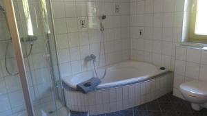 łazienka z wanną i toaletą w obiekcie Apartement Flörl w mieście Rohrberg