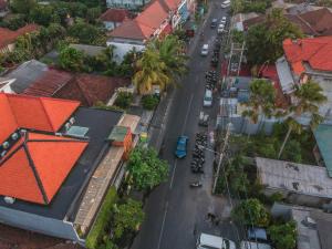 an aerial view of a city street with houses at Mahalaksmi Boutique Hotel in Sanur