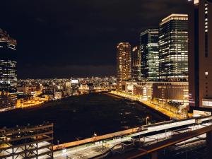 大阪景观或在酒店看到的城市景观