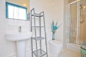 a bathroom with a toilet and a sink at Town or Country - Splash B in Southampton