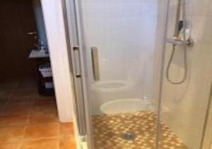 El baño incluye una ducha acristalada con 2 asientos. en Appartamento Gaylen, en Borgo a Mozzano 9 fotos más