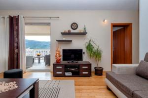 a living room with a couch and a television at Villa Vista in Jelsa