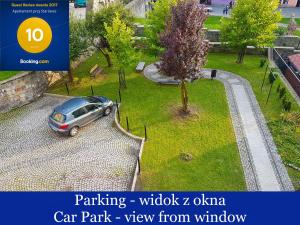 博莱斯瓦维茨Apartament Przy Starówce - Stella的停在树旁的公园里的汽车