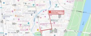a map of a city with a red marker at Hotel Classe Stay Sapporo in Sapporo