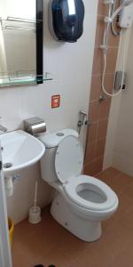 ein Badezimmer mit einem weißen WC und einem Waschbecken in der Unterkunft WindMill SunRise PaddyView Homestay in Sekinchan