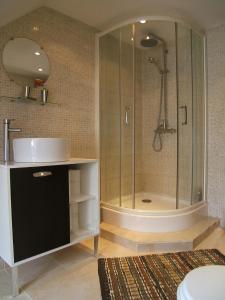 a bathroom with a shower and a sink at Chaillac Bed & Breakfast in Chaillac +33 photos