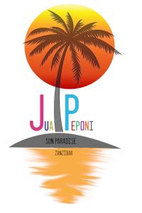 una palma sull'isola con il testo jupiter pour sun paradise di Jua Peponi a Michamvi Kae