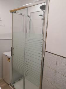 una doccia con porte in vetro in bagno di Apartamento IFAE 3 a Guía de Isora