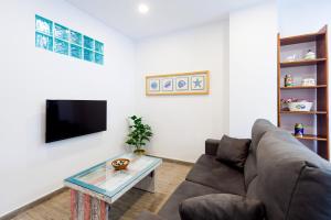 Televízia a/alebo spoločenská miestnosť v ubytovaní Apartamento Margarita - Remedios