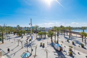 a van parked in a parking lot with palm trees at Marítimo 46 in Alcudia