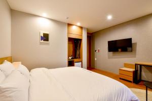 TV a/nebo společenská místnost v ubytování Blanc Business Hotel