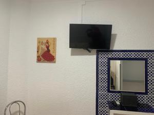 Telewizja i/lub zestaw kina domowego w obiekcie Hostal Alcobia